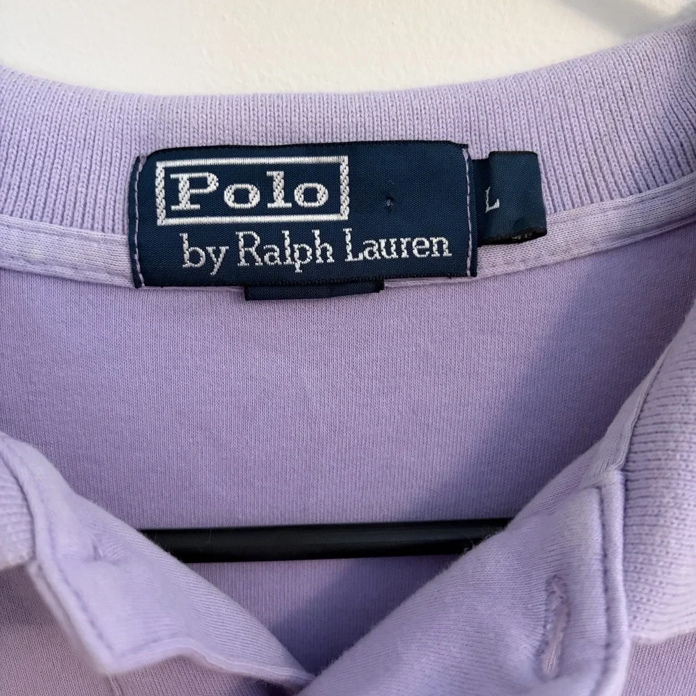 Ralph Lauren Shirt Mens Large Short Sleeve Polo Lightweight Purple Green Logo